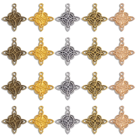 Colgantes de Aleación Vintage Nudo Celta Nudo de Bruja DIY Joyería Hacer Collar Pendientes Oro Plata Bronce Antiguo Charms