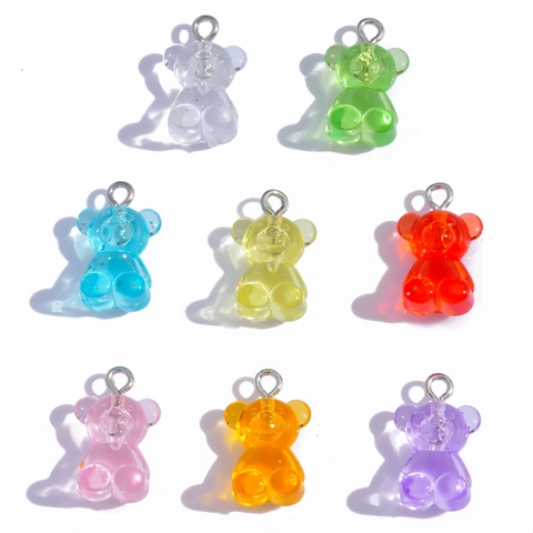 Colorful Bear Pendants Resin Charms For Jewelry Making DIY Necklace Keychain Bag Accessories Cartoon Gummy Bear Shape For Women