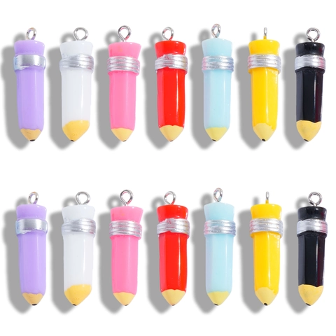 Multicolor 3D Pencil Shaped Resin Pendants DIY Jewelry Making Accessories Pencil Charms For Necklace Keychain Decoration