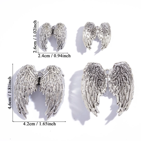 Vintage Gothic Angel Wing Pendants For DIY Jewelry Making Alloy Feather Wing Charms For Necklace Keychain Accessories Multicolored