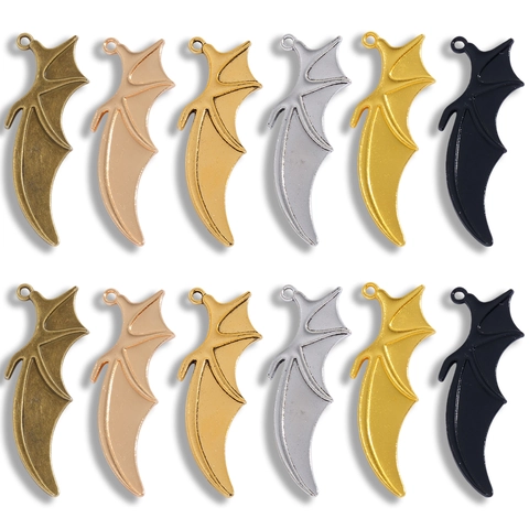 Gothic Bat Wing Alloy Pendant DIY Jewelry Accessory Retro Metal Wings Charms For Necklace Bracelet Making Halloween Decoration