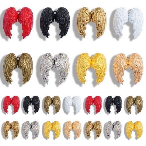 Vintage Gothic Angel Wing Pendants For DIY Jewelry Making Alloy Feather Wing Charms For Necklace Keychain Accessories Multicolored