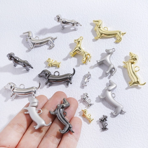 Dachshund Dog Metal Charms For DIY Jewelry Making Polished Zinc Alloy Pendants For Necklace Keychain Crafts Accessory