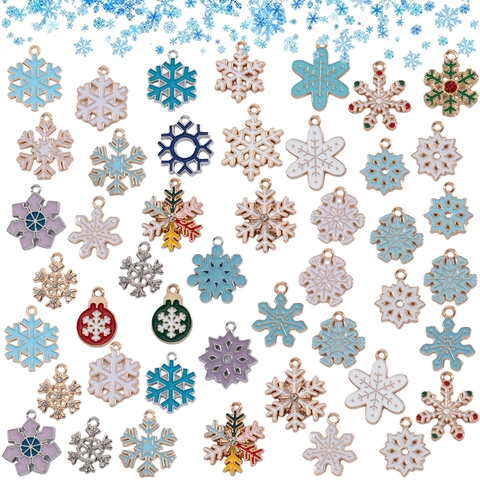 Legierung Emaille Schneeflocke Anhänger Charms Strass Weihnachten Winter DIY Schmuckherstellung Zubehör Für Halskette Schlüsselanhänger Damen Geschenk