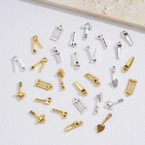 Vintage Zinc Alloy Mini Tool Charms Hammer Axe Wrench Pliers Saw For DIY Jewelry Making Necklace Bracelet Pendants Accessories