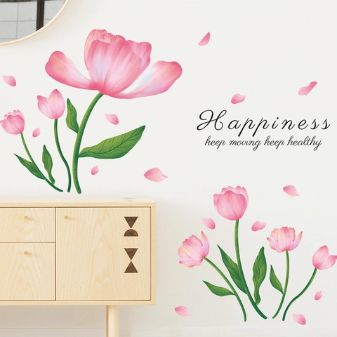 Fresh Floral Dandelion Wall Stickers With Butterfly English Quotes DIY PVC Removable Mural For Living Room Bedroom Home Decor