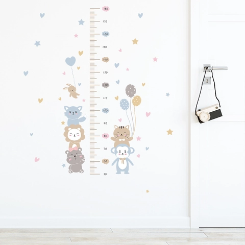 Cartoon Tiere Wachstumstabelle Wandaufkleber Für Kinderzimmer PVC Abnehmbar Höhenmesslineal Dekor Kindergarten Wandtattoo