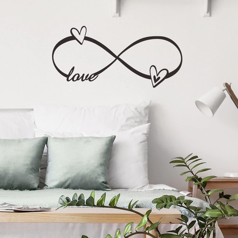 Modernes Minimalistisches Unendlichkeitssymbol Love Herz Wandtattoo PVC Abnehmbare DIY Wandkunst Aufkleber Für Wohnzimmer Schlafzimmer