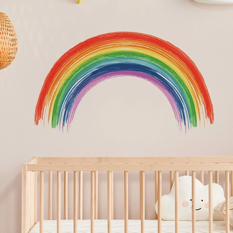 Adesivo Murale Arcobaleno PVC Stile Dipinto a Mano Autoadesivo Rimovibile Decalcomania Per Cameretta Bambini Casa