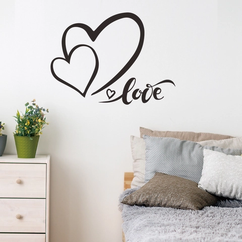 Sticker Mural Romantique Coeur Amour Moderne Minimaliste Décalcomanie PVC Amovible Auto-Adhésif Pour Décoration Murale Chambre Salon Maison