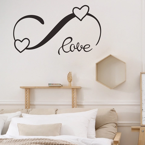 Oneindigheidssymbool Hart Love Verwijderbare PVC Muursticker Modern Minimalistisch Slaapkamer Woonkamer Achtergrond Wanddecoratie