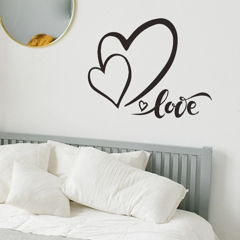 Sticker Mural Romantique Coeur Amour Moderne Minimaliste Décalcomanie PVC Amovible Auto-Adhésif Pour Décoration Murale Chambre Salon Maison