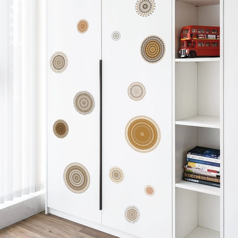 Pegatinas de Pared Redondas de Mandala Bohemio PVC Calcomanías de Pared de Círculo Geométrico para Dormitorio y Salón