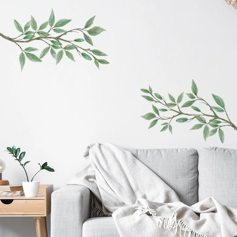 Modern Minimalistisch Aquarell Groene Plant Blad Muursticker PVC Zelfklevend Home Decor Voor Woonkamer Slaapkamer Decoratie