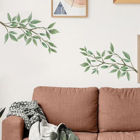 Modern Minimalistisch Aquarell Groene Plant Blad Muursticker PVC Zelfklevend Home Decor Voor Woonkamer Slaapkamer Decoratie