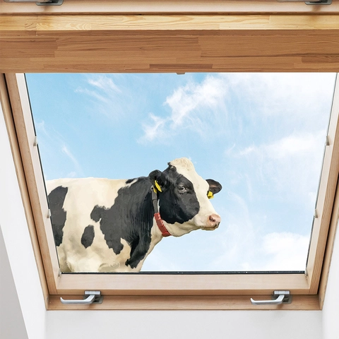 Creative Peeking Cow Window Sticker Realistic Animal Wall Decal PVC Waterproof Glass Door Decoration For Home Shop Decor