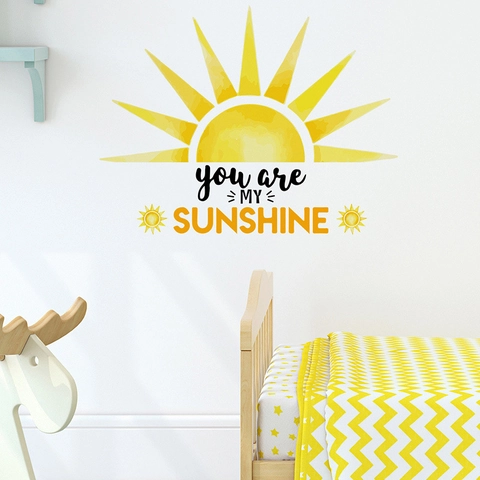 Aquarell Sonne Wandaufkleber You Are My Sunshine Wandtattoo Für Kinderzimmer Babyzimmer Schlafzimmer PVC Bedruckt Kunst Wandbild