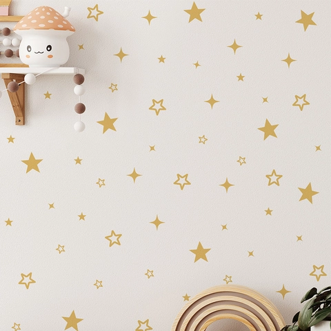 Stelle Dorate Adesivi Murali in PVC Removibili Stelle Decalcomanie da Muro Per Camera dei Bambini Nursery Camera da Letto Murales