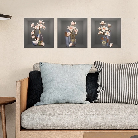 Moderne 3D Blumen Vase Wandsticker PVC Selbstklebende Kunst Aufkleber Für Wohnzimmer Schlafzimmer Home Dekoration Wandbild