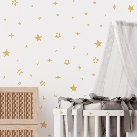 Stelle Dorate Adesivi Murali in PVC Removibili Stelle Decalcomanie da Muro Per Camera dei Bambini Nursery Camera da Letto Murales