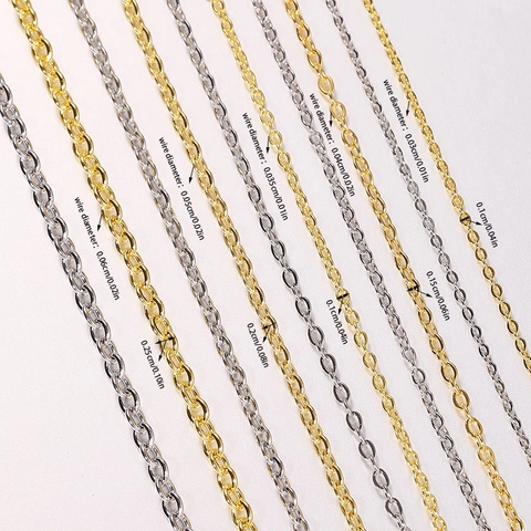 304 Roestvrij Staal Plat Gedrukte Schakelketting DIY Sieraden Maken 18K Vergulde Halsketting Kleding Nagels Kettingen