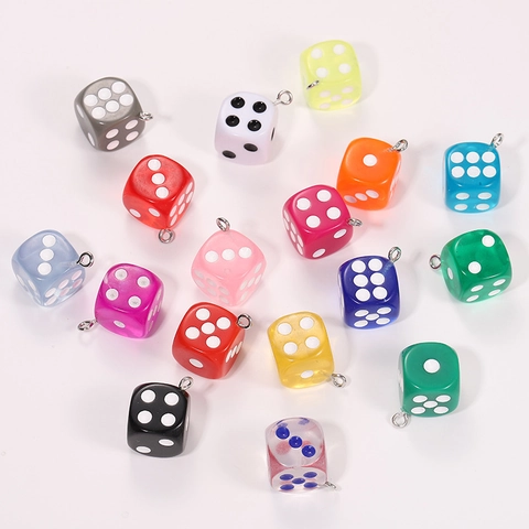 Acrylic Colorful Dice Charms For DIY Jewelry Making Accessories Creative Mini Resin Dice Pendants For Keychain Bracelet Necklace Making