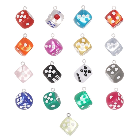 Acrylic Colorful Dice Charms For DIY Jewelry Making Accessories Creative Mini Resin Dice Pendants For Keychain Bracelet Necklace Making