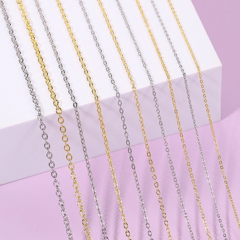 304 Roestvrij Staal Plat Gedrukte Schakelketting DIY Sieraden Maken 18K Vergulde Halsketting Kleding Nagels Kettingen