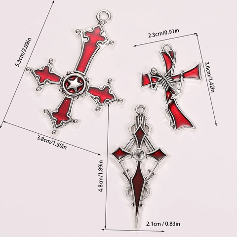 Colgantes Cruz Goteo Aceite Rojo Punk Gótico Aleación Calavera Pentagrama Corazón Colgantes Para DIY Joyería Accesorios