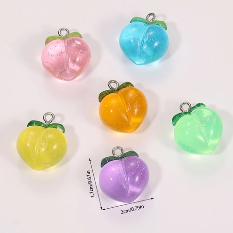 Peach Resin Pendants Colorful Fruit Charms For DIY Jewelry Making Keychain Accessories Sweet Peach Fruit Decor