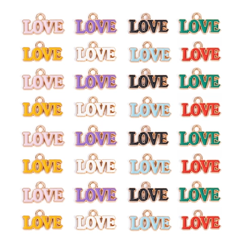 Alloy Love Letter Charm Colorful Enamel Alphabet Pendant For Jewelry Making DIY Craft Bracelet Necklace Jewelry Accessory