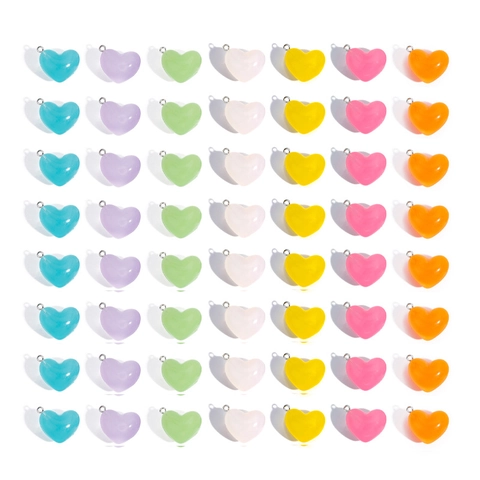 Heart Jelly Color Acrylic Resin Pendant Charm For DIY Keychain Jewelry Making Accessories Handcrafted Craft Supples