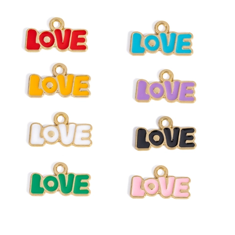 Alloy Enamel LOVE Letter Pendant Charms For DIY Jewelry Making Necklace Bracelet Accessory Colorful Alphabet Pendant
