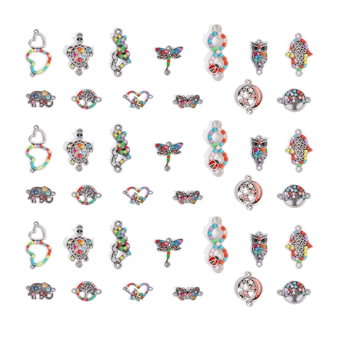 Vintage Legering Emaille Kleurrijke Boze Oog Connectoren Hangers Voor DIY Armband Ketting Sieraden Maken Olifant Schildpad Levensboom
