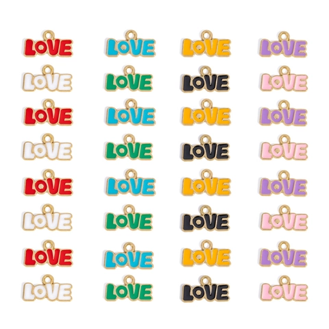 Alloy Enamel LOVE Letter Pendant Charms For DIY Jewelry Making Necklace Bracelet Accessory Colorful Alphabet Pendant