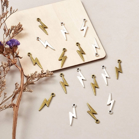 Vintage Alloy Lightning Bolt Charms For DIY Jewelry Making Necklaces Bracelets Retro Antique Metal Pendants Crafting Accessories