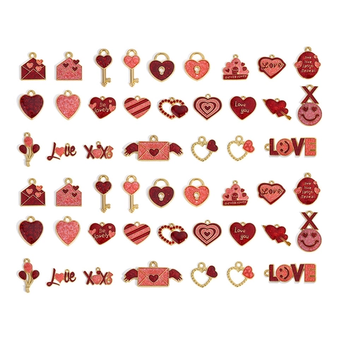 Legierung Emaille Herz Anhänger Glitzer DIY Schmuckherstellung Charms Für Armband Halskette Valentinstag Romantische Serie Zubehör