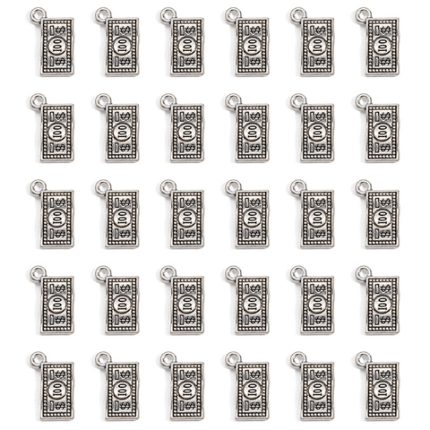 Ciondoli in Lega Argento Antico a Forma di Banconota da un Dollaro USA Charms a Forma di Biglietto da $100 per Creazione di Collane Bracciali e Portachiavi