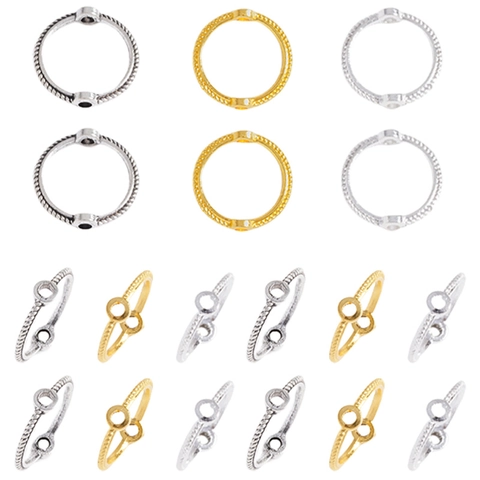 Fournitures Bijoux DIY Alliage Zinc Cadre Perle Corde Torsadée Entretoises Double Trou Pour Bracelet Collier Rétro Accessoires