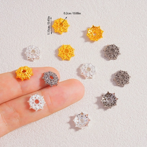Vintage Zinc Alloy Flower Spacer Beads 12mm Retro Star Snowflake Metal Beads For DIY Bracelet Necklace Jewelry Making