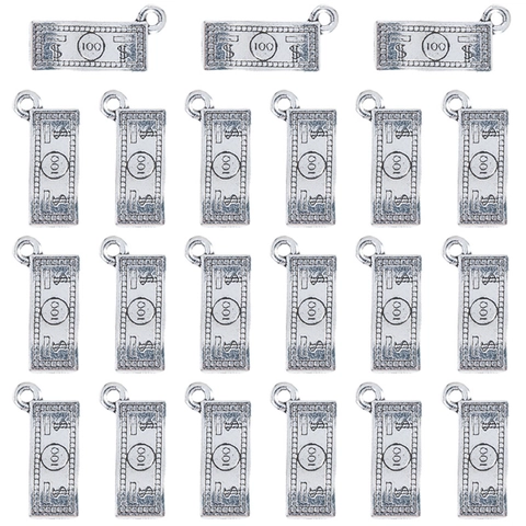 Vintage Alloy Antique Silver US Dollar Bill Money Charms Pendants For DIY Jewelry Making Necklace Bracelet Accessory