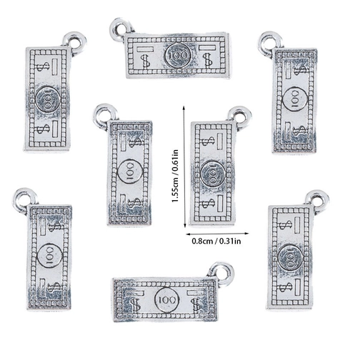 Vintage Alloy Antique Silver US Dollar Bill Money Charms Pendants For DIY Jewelry Making Necklace Bracelet Accessory