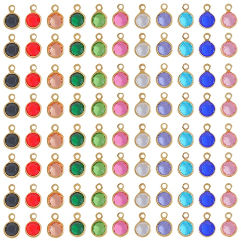 Round Rhinestone Alloy Pendant Charms Glass Crystal Faceted For Jewelry Making DIY Earrings Necklace Bracelet Finding Accessory