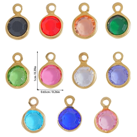 Round Rhinestone Alloy Pendant Charms Glass Crystal Faceted For Jewelry Making DIY Earrings Necklace Bracelet Finding Accessory