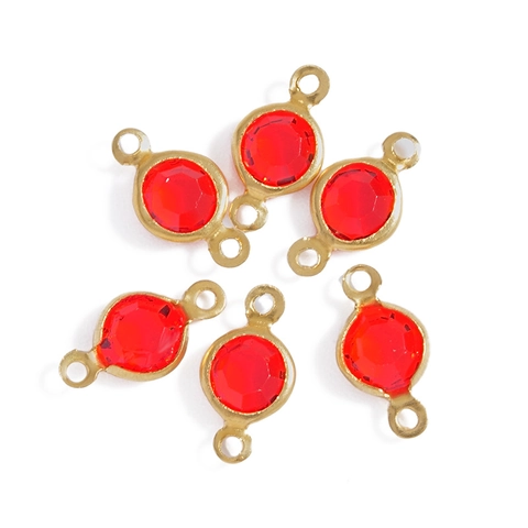 Round Glass Pendant Connector Double Loop Copper Edged Colored Rhinestone DIY Jewelry Making Findings Earring Accessory