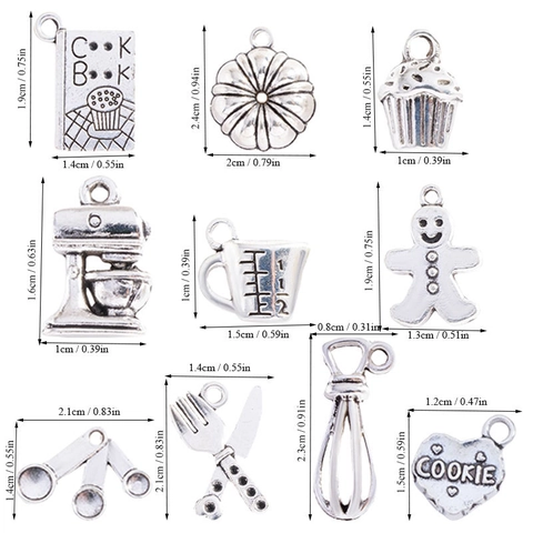 Amuleto de Tema de Repostería de Aleación de Plata Antigua Joyería DIY Mezclador de Pasteles Libro de Cocina Colgantes para Pulsera