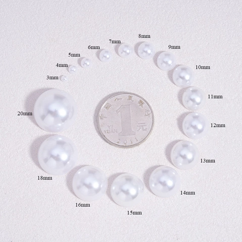 High Gloss White ABS Imitation Artificial Pearl Half Round Flat Back Beads For DIY Jewelry Making Scrapbooking Craft Decoration Accessory