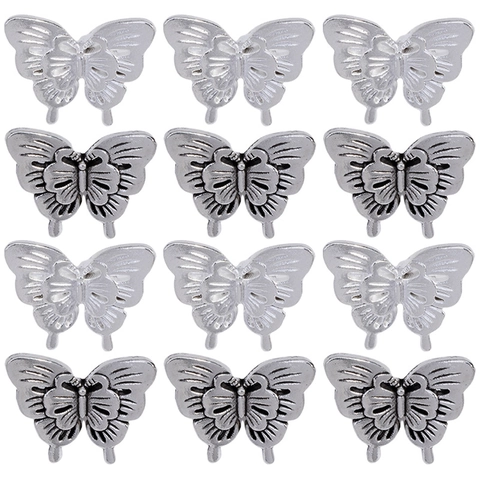 Zinc Alloy 3D Butterfly Charms Metal Jewelry Accessories Electroplated Silver Butterfly Pendants For DIY Bracelet Hair Pin