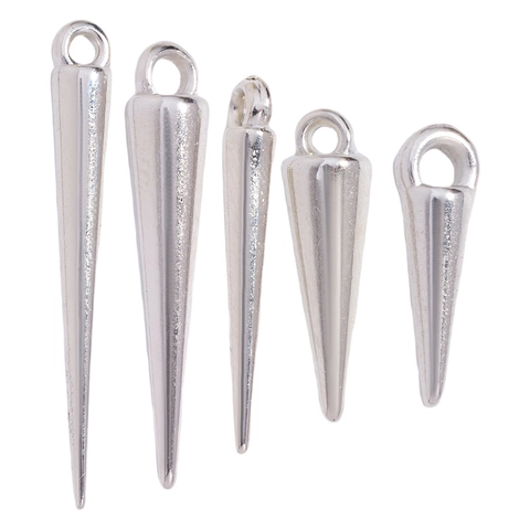 Punk Silver Color Plastic Spike Pendants CCB Cone Charms For DIY Jewelry Making Gothic Hip Hop Necklace Bracelet Accessories