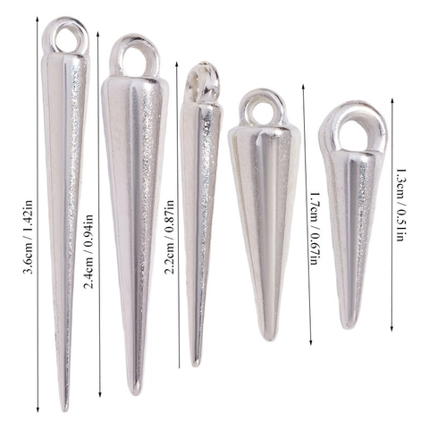 Punk Silver Color Plastic Spike Pendants CCB Cone Charms For DIY Jewelry Making Gothic Hip Hop Necklace Bracelet Accessories